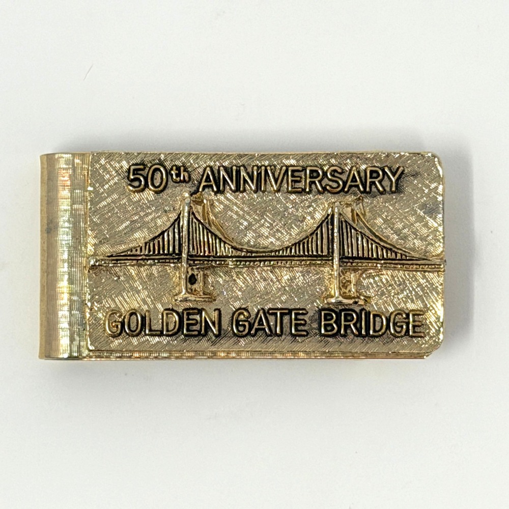 Golden Gate Bridge Money Clip 50th Anniversary 1987 Gold Tone Vintage